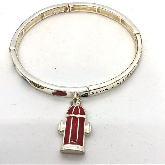 Fireman Blessing Enamel Charm Bracelet Sil… - Picture 1 of 14